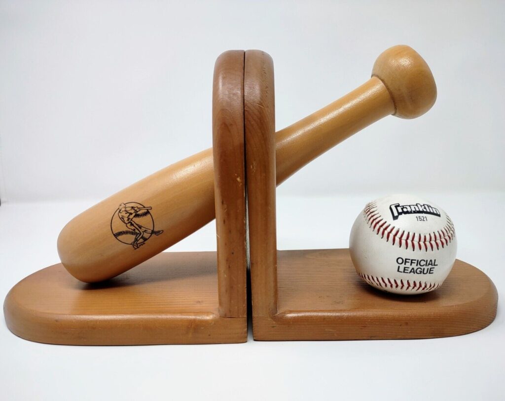 Unique Wooden Baseball Bookends